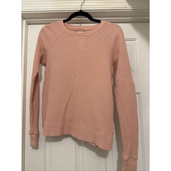 The North Face Waffle Knit Thermal Long Sleeve Top Womens Small Pink - Picture 1 of 6